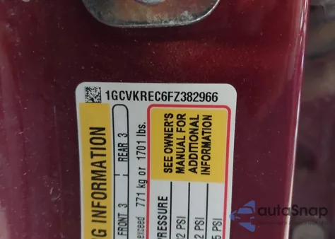 2015 Chevrolet Silverado K1500 Lt from USA, damaged, VIN 1GCVKREC6FZ382966